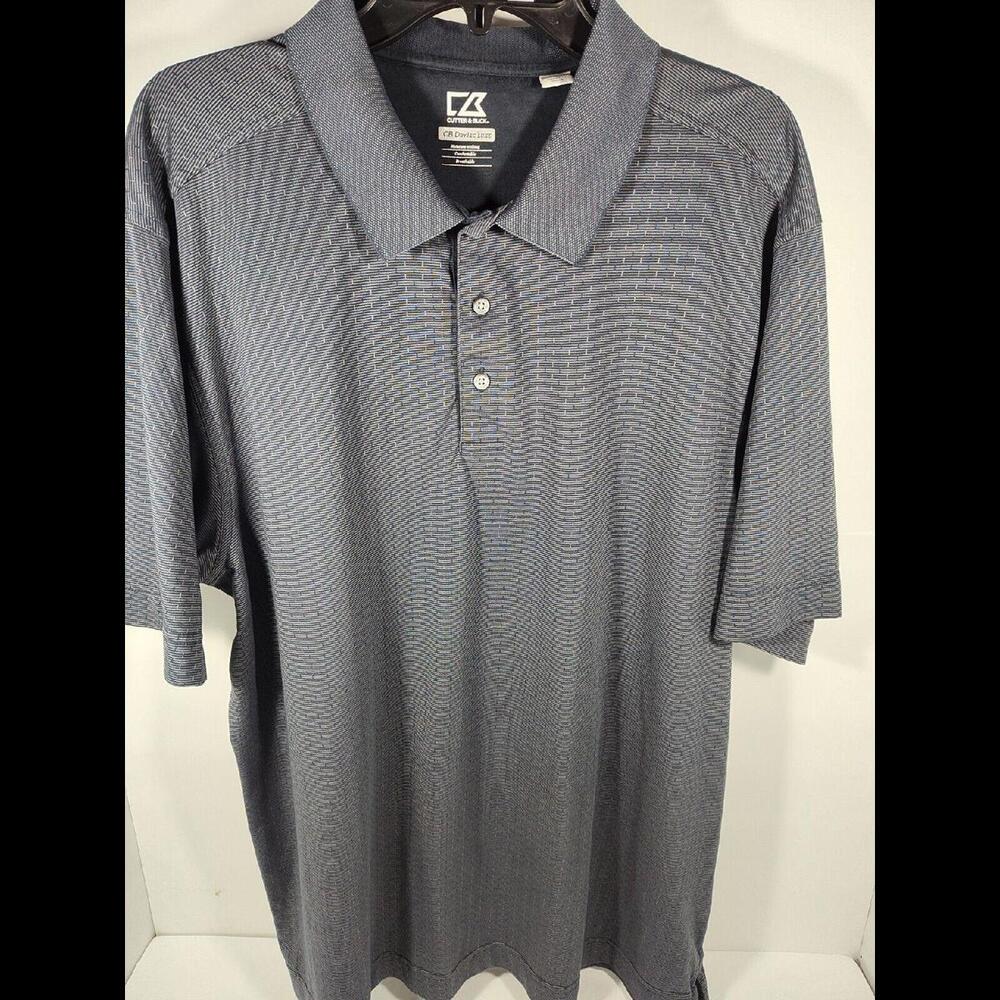 Cutter & Buck Golf Polo CB DryTec Luxe Men's Size XXL Geometric Pattern Gray